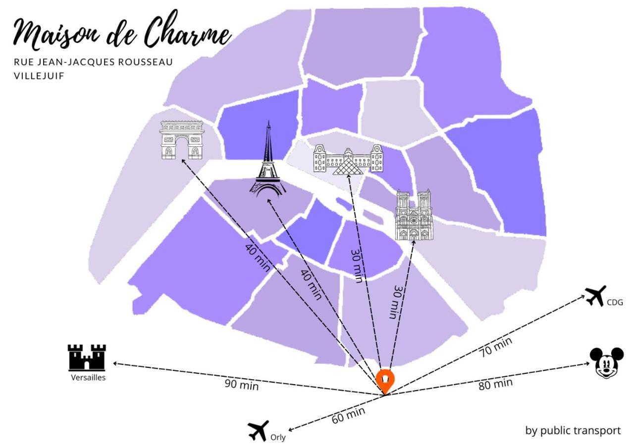 Maison De Charme - Parking Gratuit Pres De Paris & Metro ヴィルジュイフ エクステリア 写真